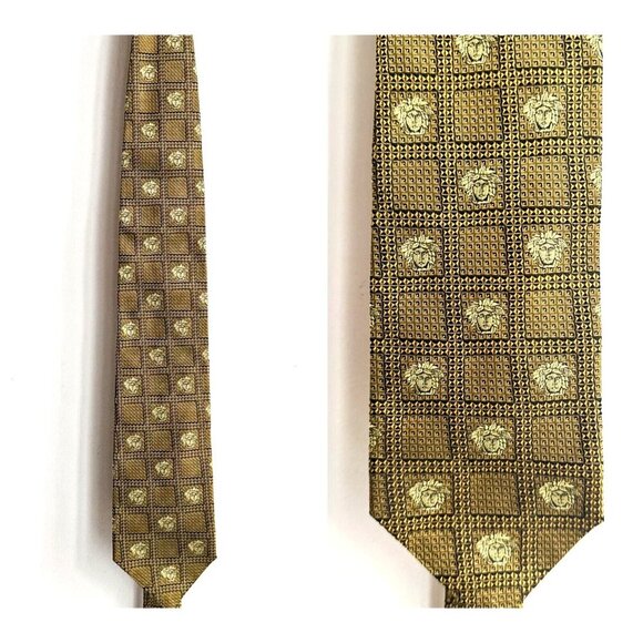 Gianni Versace Medusa Face Geometric Print Men's Tie - Picture 1 of 7